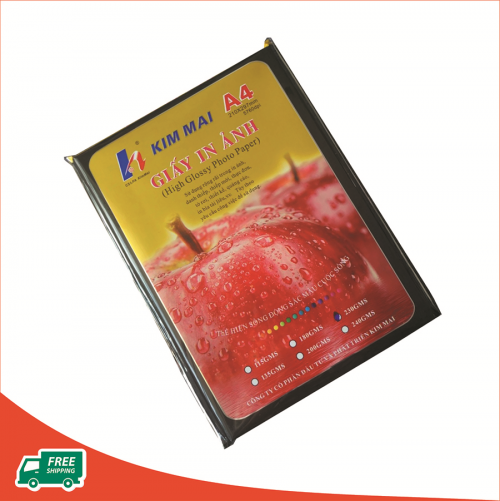 Giấy in ảnh A4 - Glossy Kim Mai - bóng 2 mặt dày 260gsm